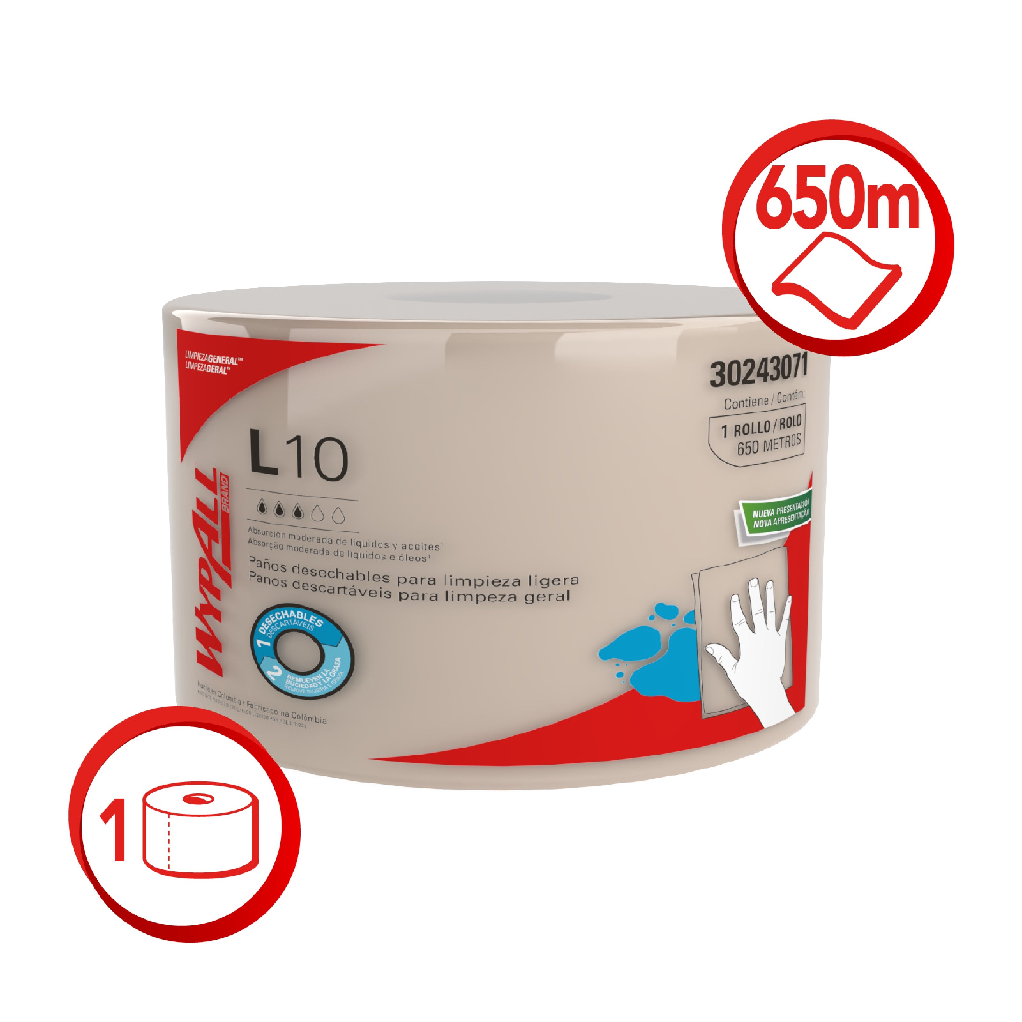 WYPALL® PAÑOS DE LIMPIEZA DESECHABLES L10 ROLLO JUMBO PAÑOS DE LIMPIEZA DESECHABLES