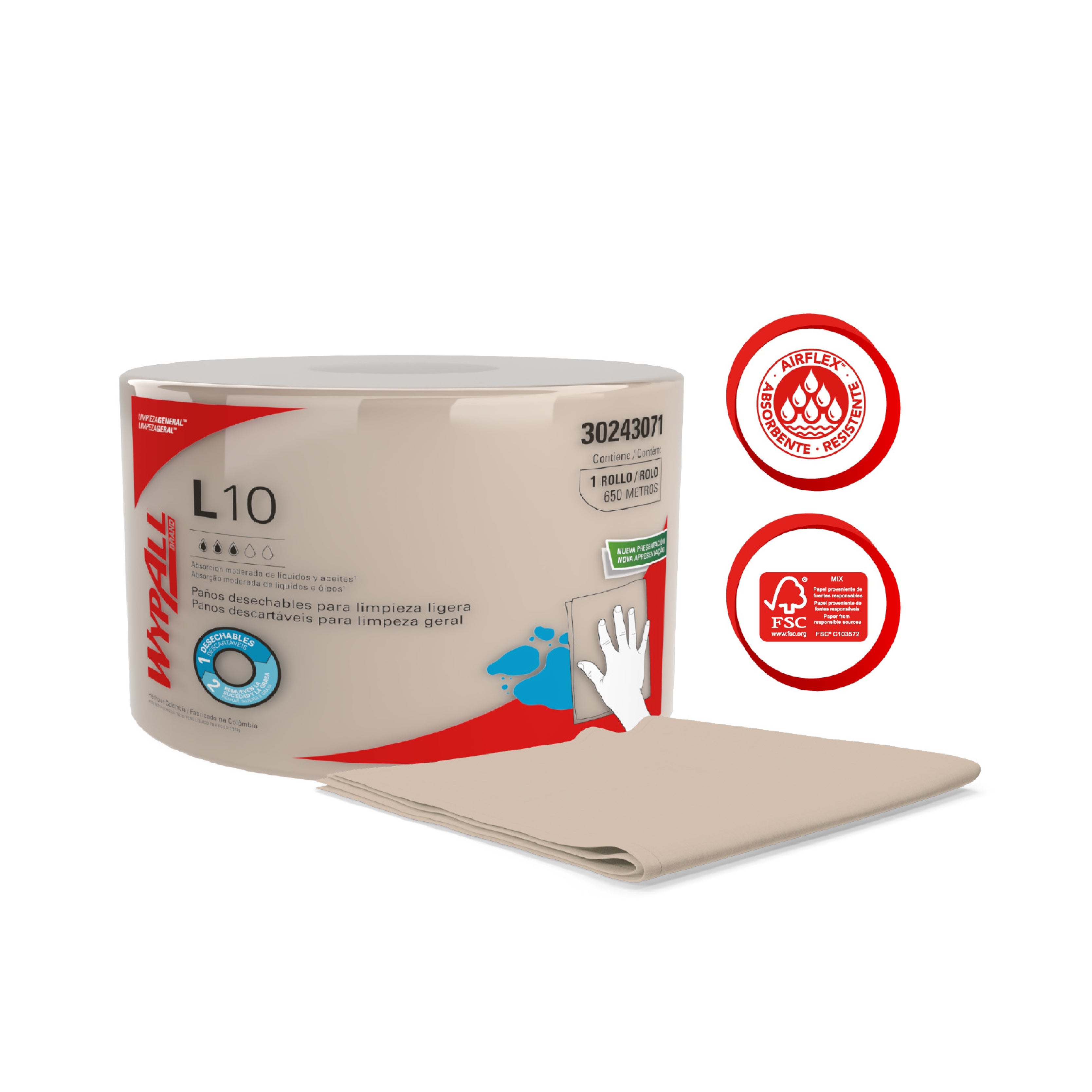 WYPALL® PAÑOS DE LIMPIEZA DESECHABLES L10 ROLLO JUMBO PAÑOS DE LIMPIEZA DESECHABLES