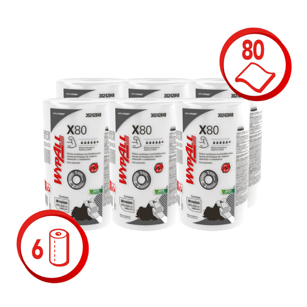 WYPALL® PAÑO DE LIMPIEZA X80 ROLLO REGULAR CON POWER POCKETS PAÑOS DE LIMPIEZA ROLLO X 80 PAÑOS