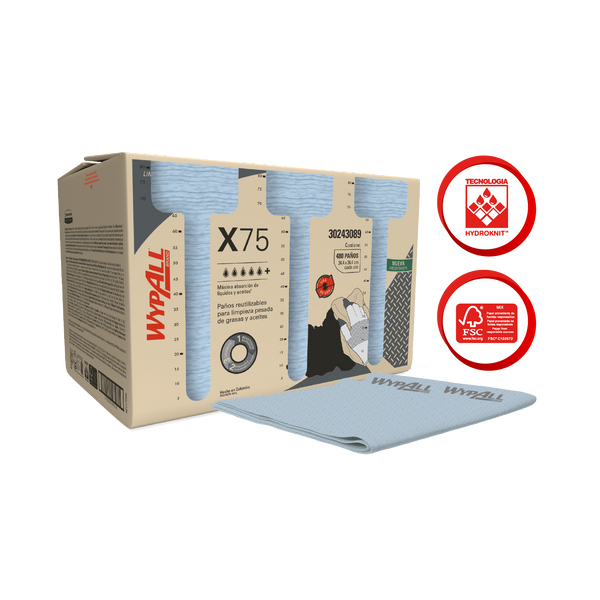 WYPALL® PAÑOS DE LIMPIEZA X75 DOBLADOS CON EMBOZADO, PAÑOS DE LIMPIEZA, CAJA X 480 PAÑOS