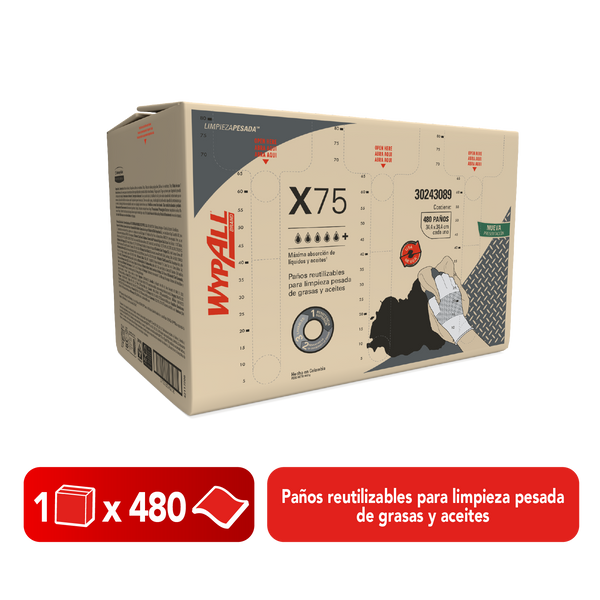 WYPALL® PAÑOS DE LIMPIEZA X75 DOBLADOS CON EMBOZADO, PAÑOS DE LIMPIEZA, CAJA X 480 PAÑOS