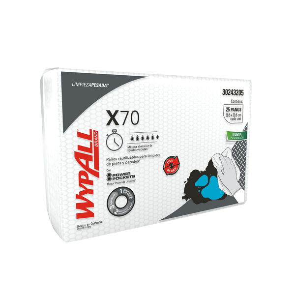 WYPALL® PAÑOS DE LIMPIEZA X70 DOBLADOS CON POWER POCKETS