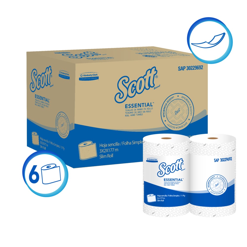 SCOTT® ESSENTIAL™ TOALLA DE MANOS EN ROLLO BLANCA  177M / ROLLO