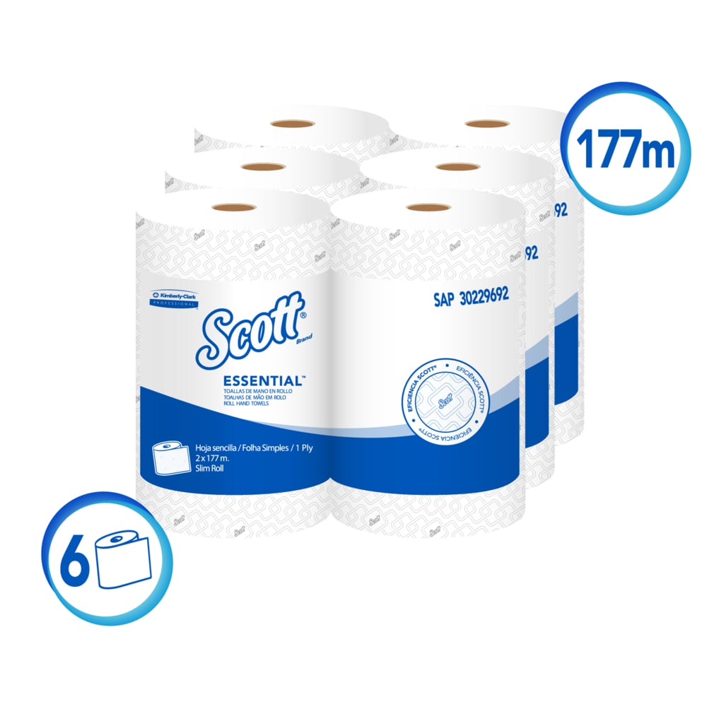 SCOTT® ESSENTIAL™ TOALLA DE MANOS EN ROLLO BLANCA  177M / ROLLO