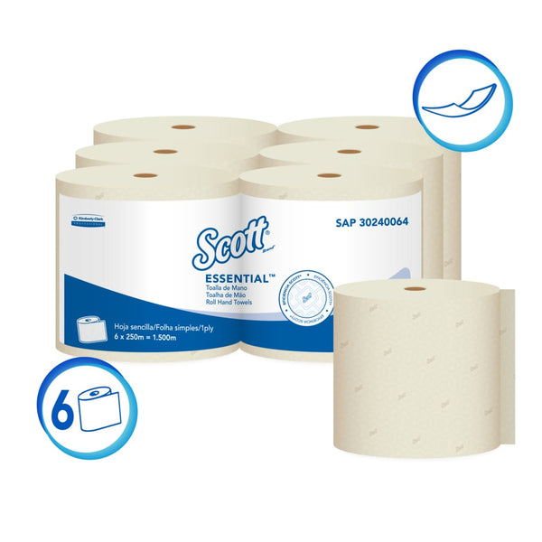 SCOTT® ESSENTIAL™ TOALLA DE MANOS EN ROLLO NATURAL 250M/ROLLO