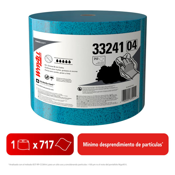WypAll® Paños de limpieza Grasas y Aceites, Paños de Limpieza, 1 rollo x 717 paños