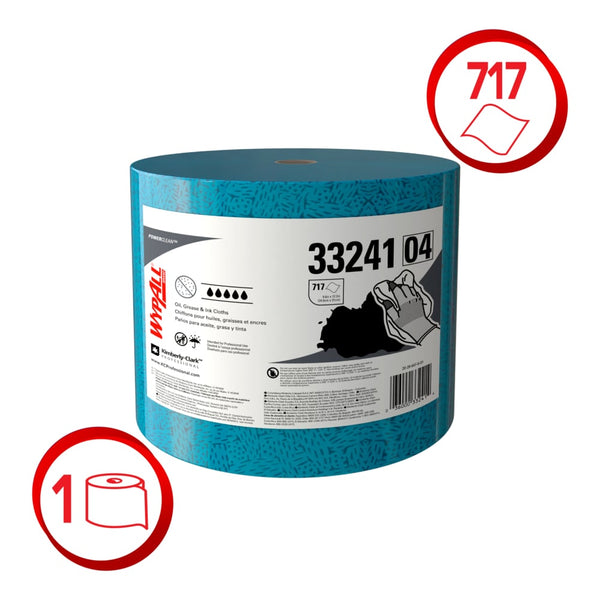 WypAll® Paños de limpieza Grasas y Aceites, Paños de Limpieza, 1 rollo x 717 paños
