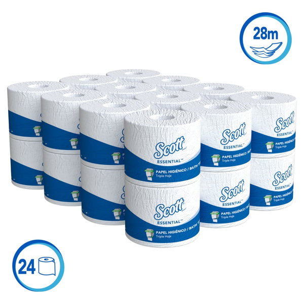SCOTT® BASIC PAPEL HIGIÉNICO EN ROLLO HOJA DOBLE - 25M X 10 ROLLOS