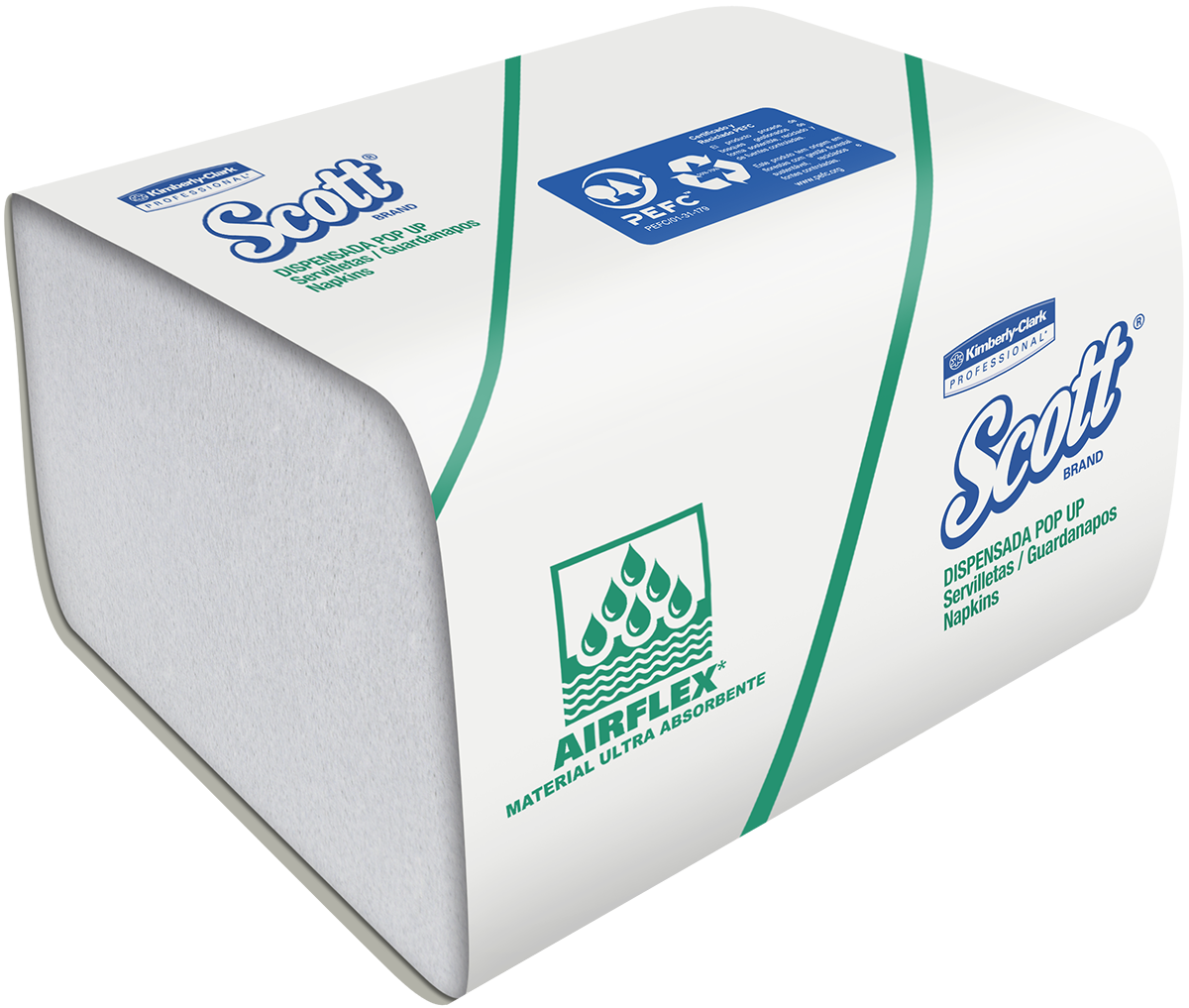 SCOTT® AIRFLEX – SERVILLETA INTERCALADA, ECONÓMICA, 120 HOJAS / PAQ 10