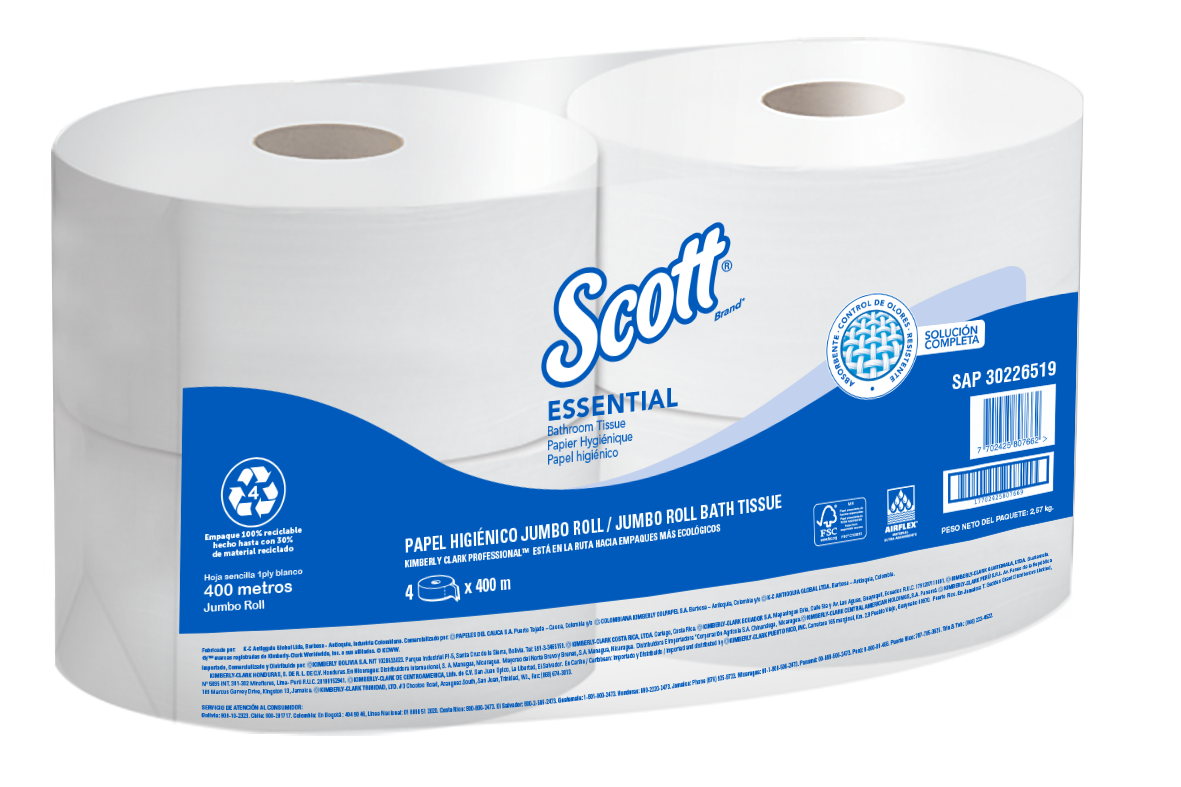 SCOTT ® ESSENTIAL BLANCO Hoja Sencilla Con Pre Corte x 4 Und