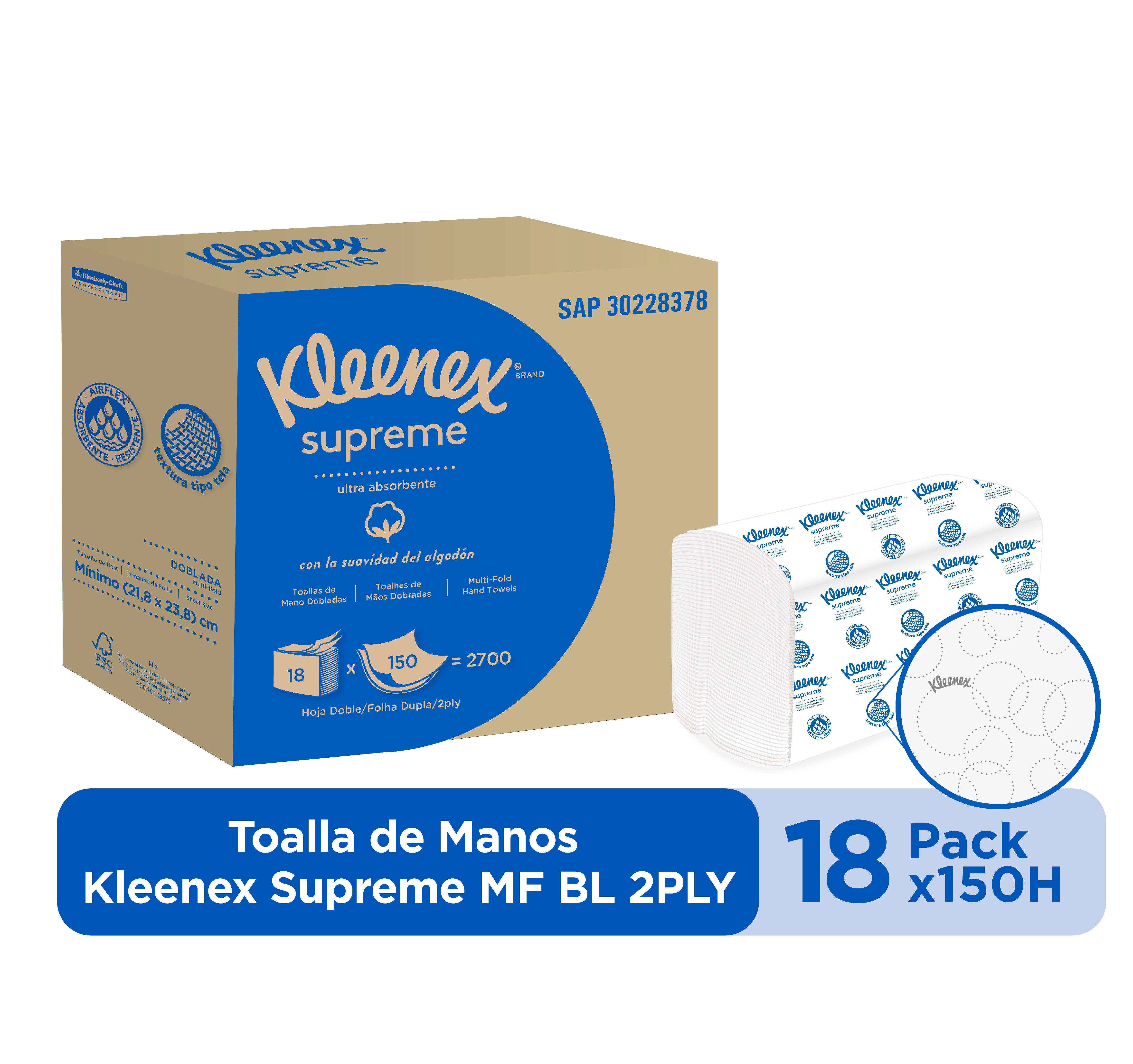 KLEENEX® SUPREME TOALLA DE MANOS DOBLADA BLANCA X 2 UND