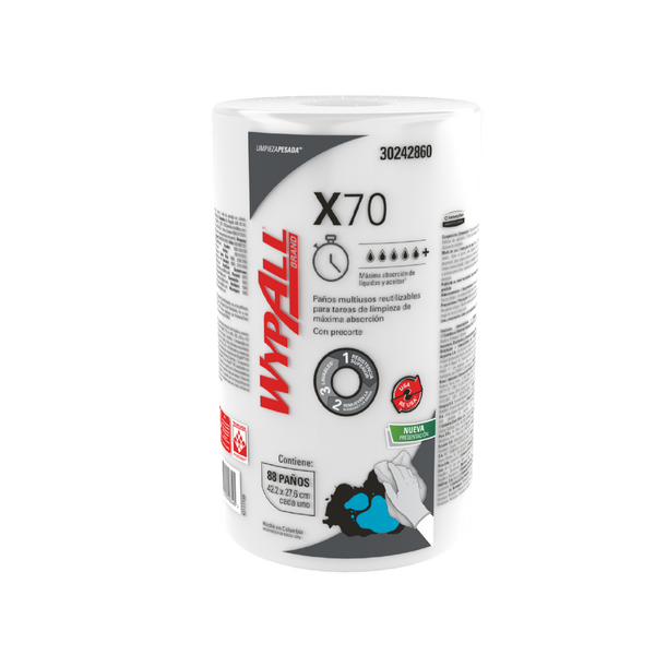 WYPALL® PAÑOS DE LIMPIEZA X70 ROLLO REGULAR LISO X 88 PAÑOS