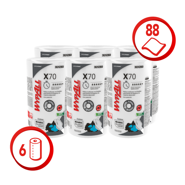 WYPALL® PAÑOS DE LIMPIEZA X70 ROLLO REGULAR LISO X 88 PAÑOS