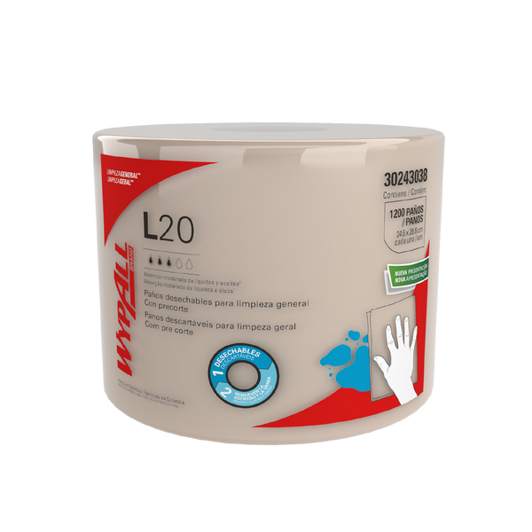 WYPALL® PAÑOS DE LIMPIEZA DESECHABLES L20 ROLLO JUMBO 300 MTS X 1200 PAÑOS