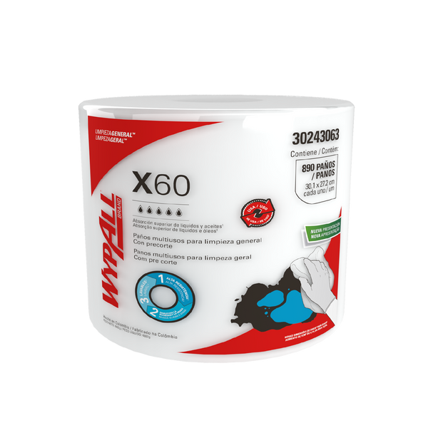 WYPALL® PAÑOS DE LIMPIEZA X60 ROLLO JUMBO 300 Mts / 890 HOJAS) X UND