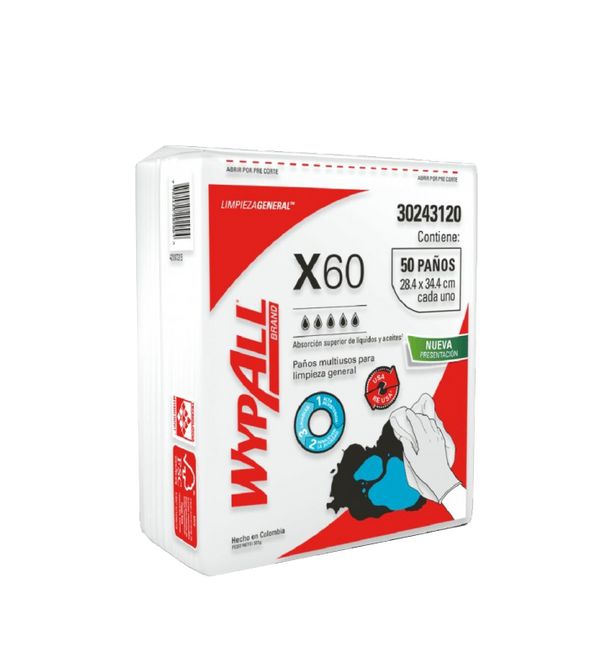 WYPALL® PAÑOS DE LIMPIEZA X60 DOBLADOS PRE DOBLADO / PAÑOS 1200